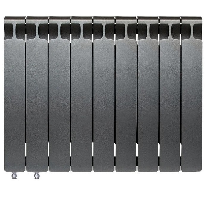 Биметаллический радиатор Rifar Monolit Ventil 500/9 секций, с нижним левым подключением (VL), антрацит