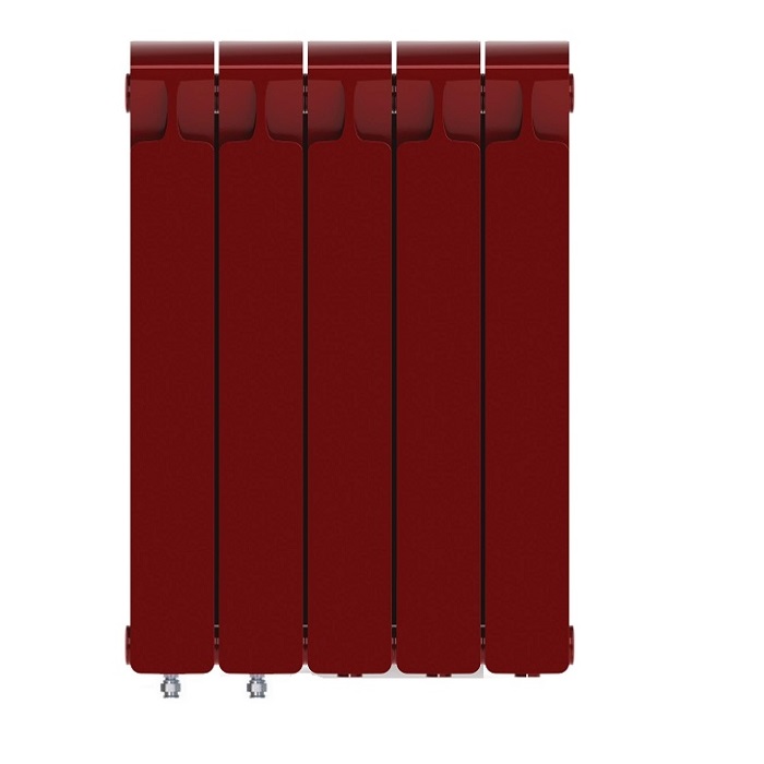 Биметаллический радиатор Rifar Monolit Ventil 500/5 секций, с нижним левым подключением (VL), бордо